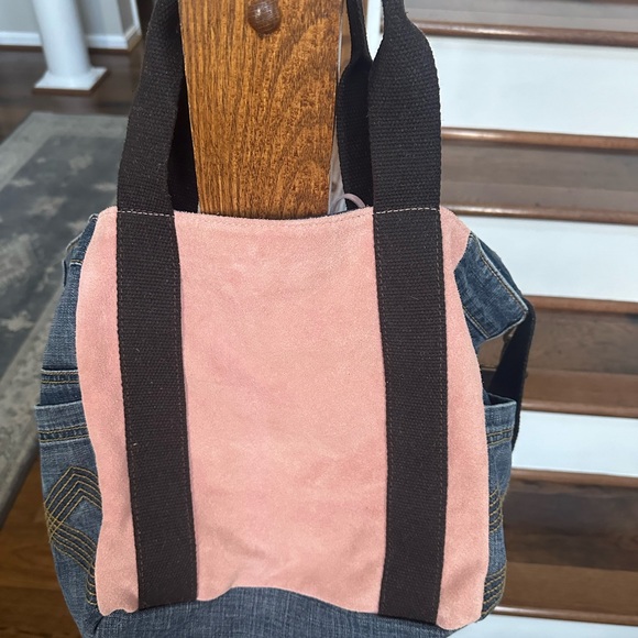 NWOT Upcycled Boho Denim and Suede Tote - Picture 6 of 12